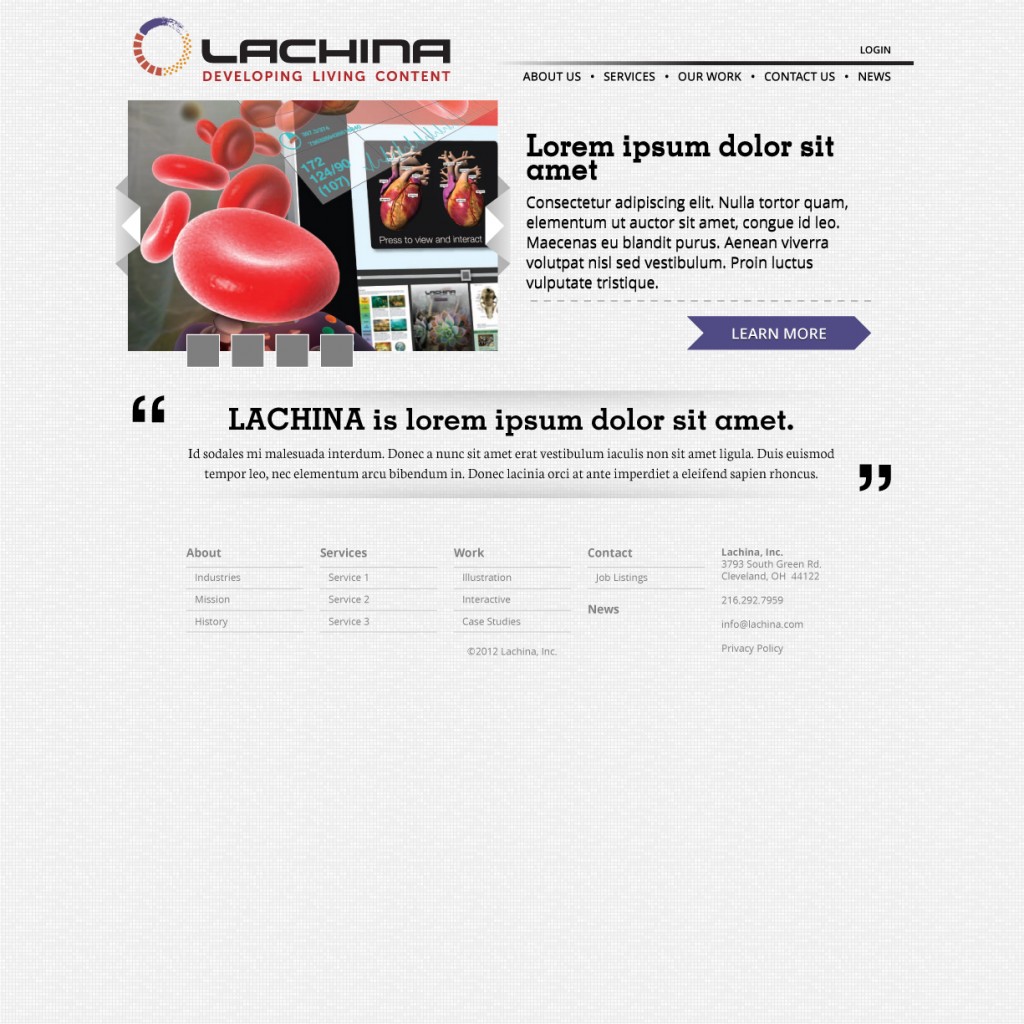 Mock up redesign of Lachina website main page.