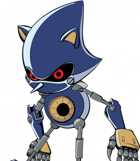 Color illustration of Metal Sonic. In progress sketch of just Metal Sonic.