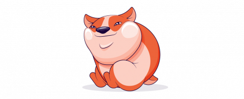 Fat orange hamster character. Stylized cartoon.